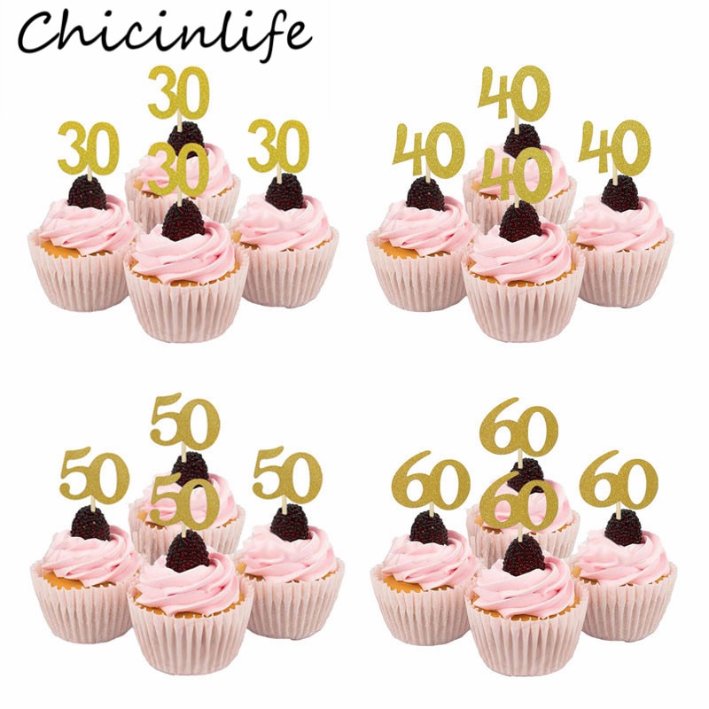 Chicinlife 10Pcs 30 40 50 60   Toppers  Ƽ..
